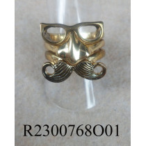 Mustach & glasses & nose ring stack-Shiny gold