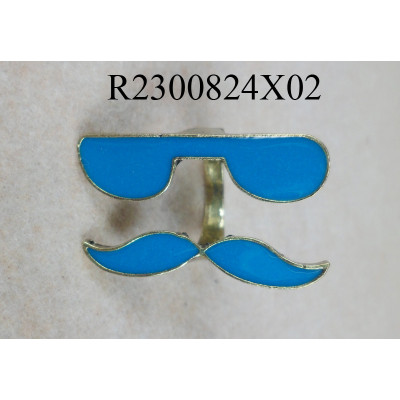 Mustache & glasses ring-blue epoxy