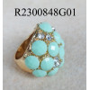 Pastel green cabs ring-gold