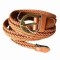 Braided Skinny Women's Leather Belt with Antique Metal Buckle
