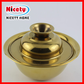 stainless steel golden bowl with lid