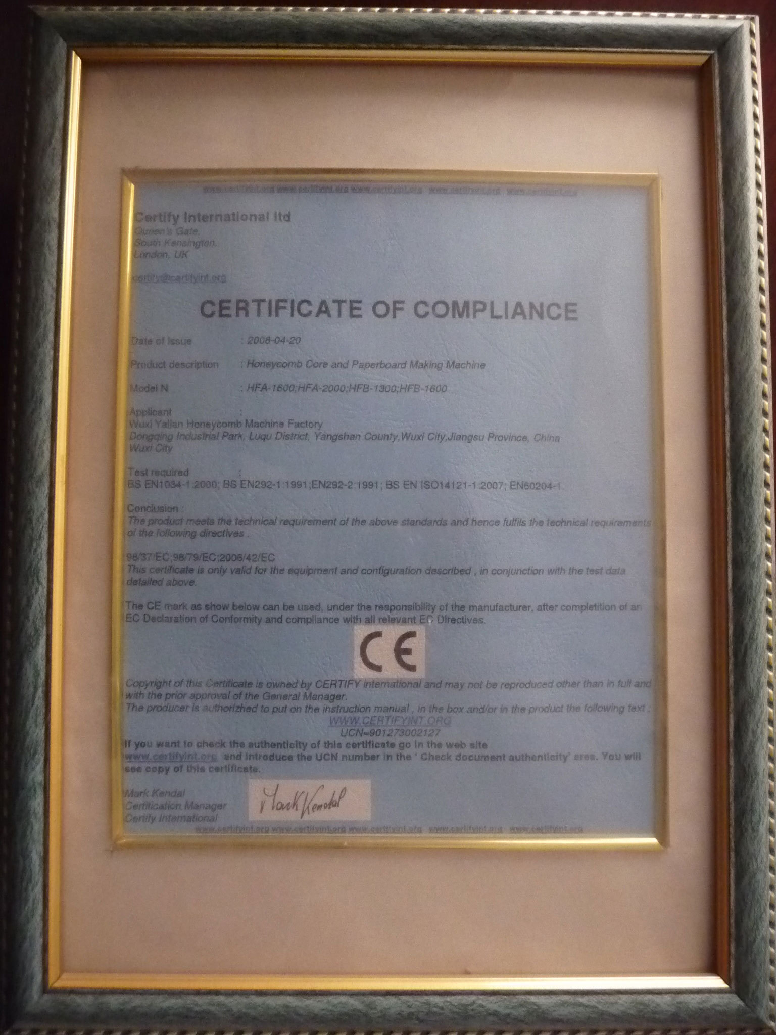 Certificate of Compliance