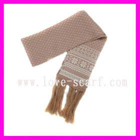 Long Acrylic Knitted Scarf with Tassels