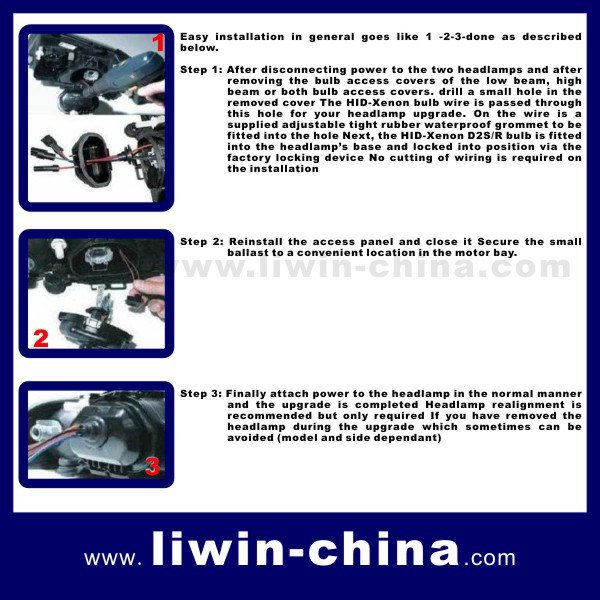 Liwin china Quality Assurance hid hi lo bulb kits 12V 35W 55W 6000K for Gleagle electric bike