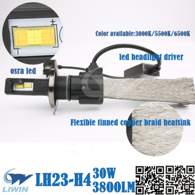 LW hot sale super bright Plug and play custom 8-32V 30W 3800LM H4 hi/lo car led headlight car accessories