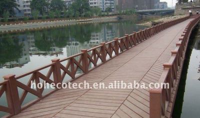 /piso de deck de bordo de madeira decking composto plástico/pisos ( ce, rohs, astm, intertek ) wpc decking plástico/madeira serrada