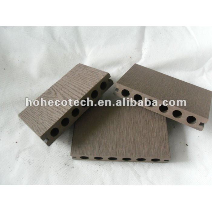 Realzando la superficie hoh ecotech 138x23 agujero redondo wpc compuesto plástico de madera decking/azulejo de piso