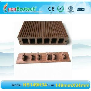 decking composé en plastique en bois de 149*34mmwith Endcover WPC/plate-forme en bois wpc de plancher (CE, ROHS, ASTM, OIN 9001, OIN 14001, Intertek)