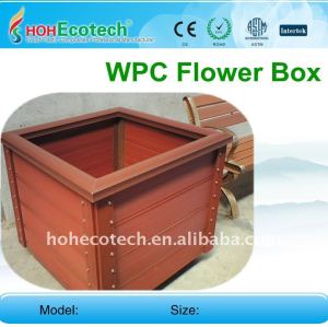 Compuestos de madera plástica caja de flores de jardín al aire libre del wpc valla flor caja wpc barandilla/esgrima caja de flores