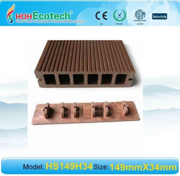 Impermeável wood plastic composite decking/revestimento exterior wpc decking composto com clip/acessórios piso wpc