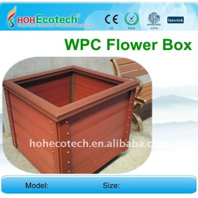 Compuestos de madera plástica caja de flores de jardín al aire libre del wpc valla flor caja wpc barandilla/de esgrima
