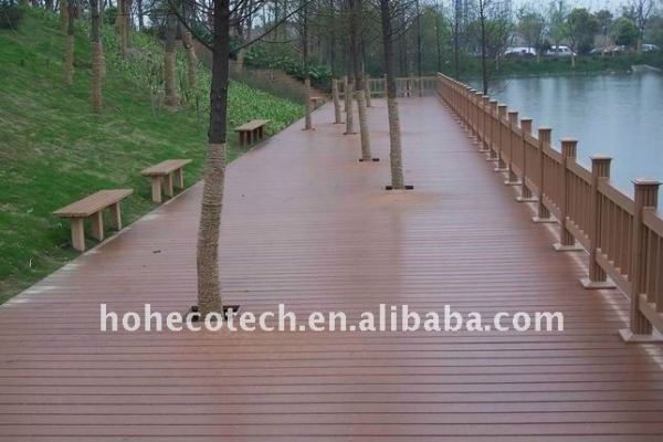 Hueco/sólido de madera decking compuesto plástico/suelo con surcos ( ce, rohs, astm, intertek ) wpc cubiertas de plástico/madera