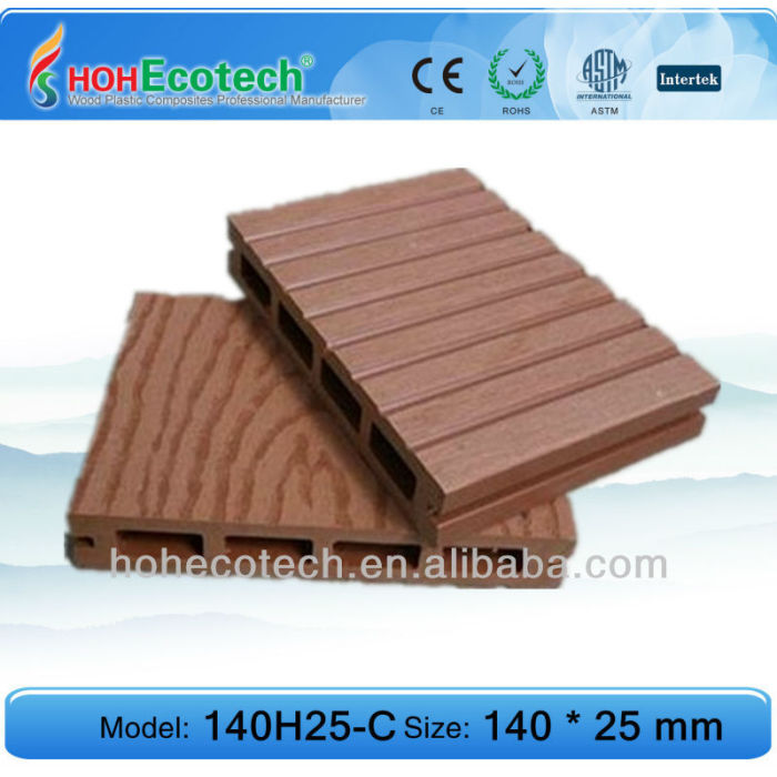 Popular europeo eco wpc decking/piso cubiertas hueco mm 140*25