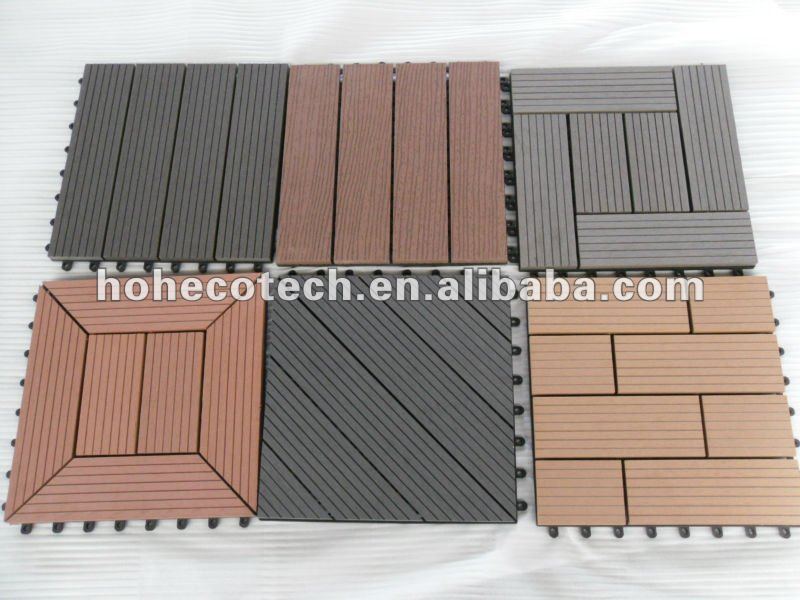 300mmx300mm tamaño de enclavamiento duradero decking del wpc/azulejos de piso