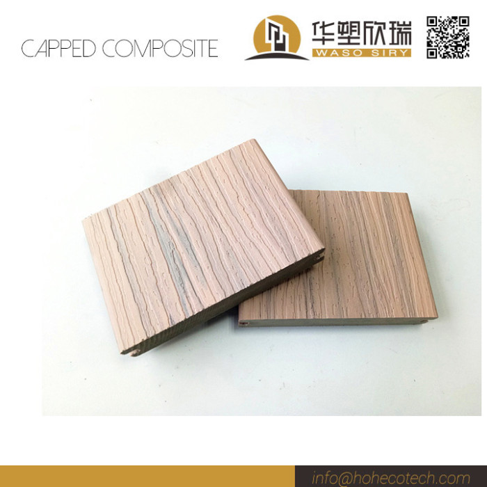 Wearable capped wood plastic composite decking