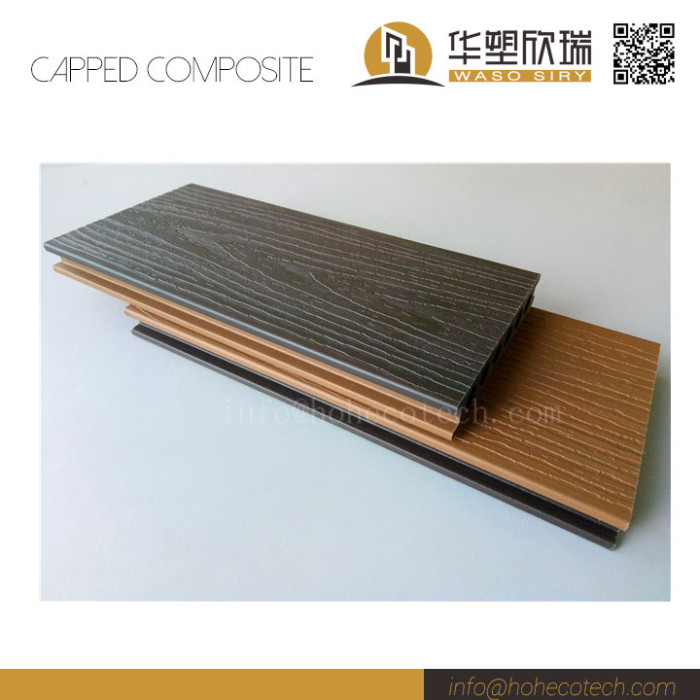 Outdoor co-extrusion double colors wpc deck flooring