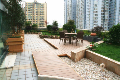 Revêtement de sol en bois composite en plastique pour terrasse à coextrusion extérieure