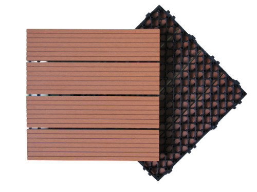 Tuile de terrasse composite en bois à base de plastique à emboîtement pour balcon à la maison