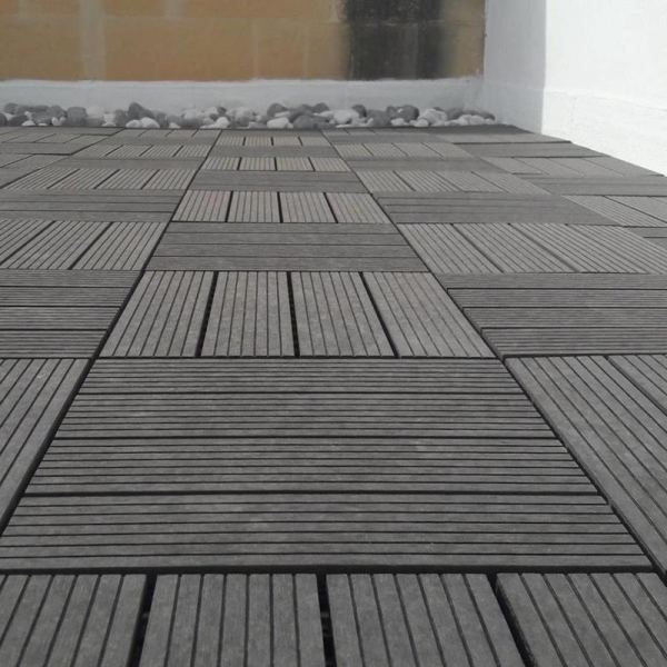 Home balcony interlocking plastic base wooden composite deck tile
