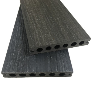Anti-slip waterproof PVC capped wpc wood grain deck floor for exterior flooring use