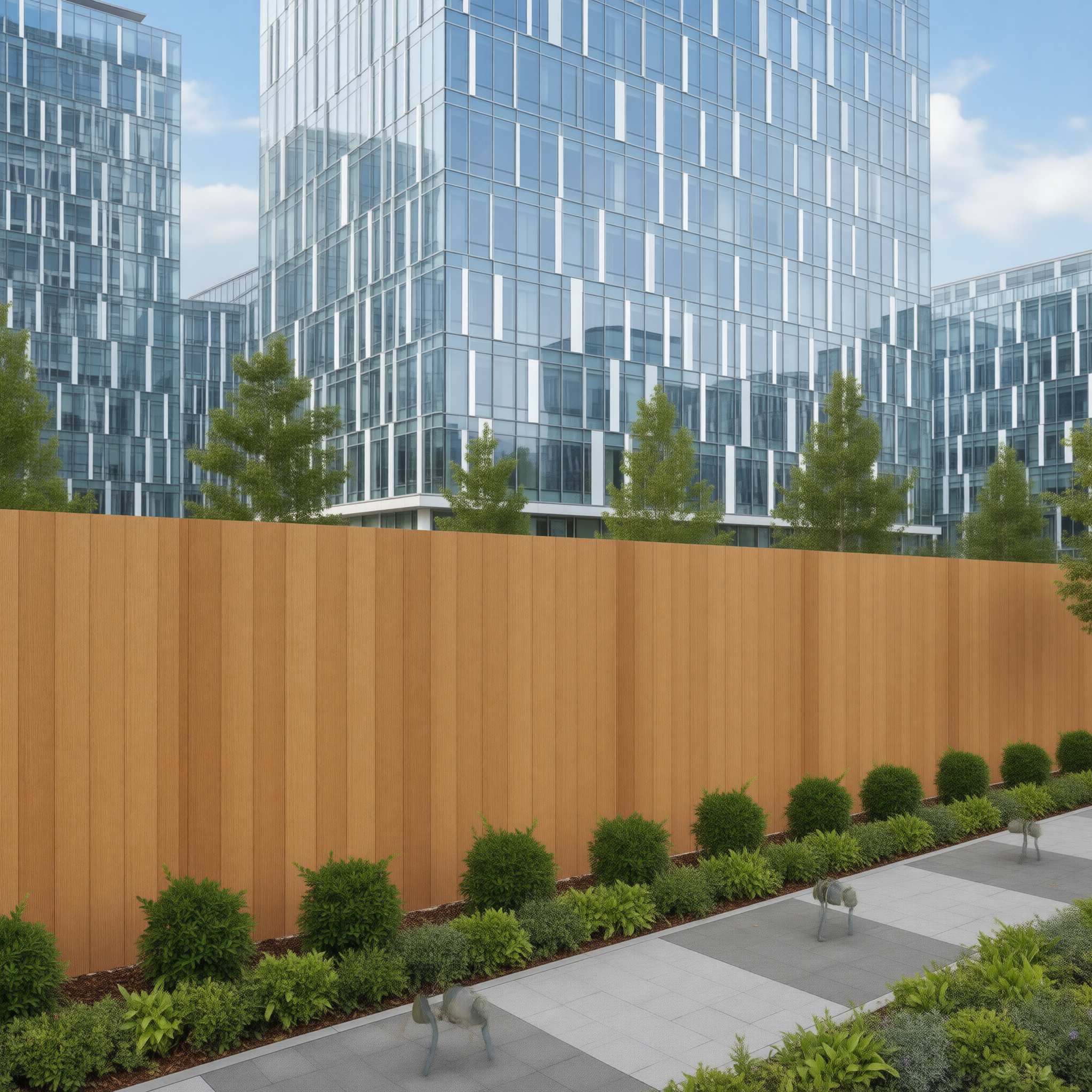 WPC fence used in a commercial or corporate landscape