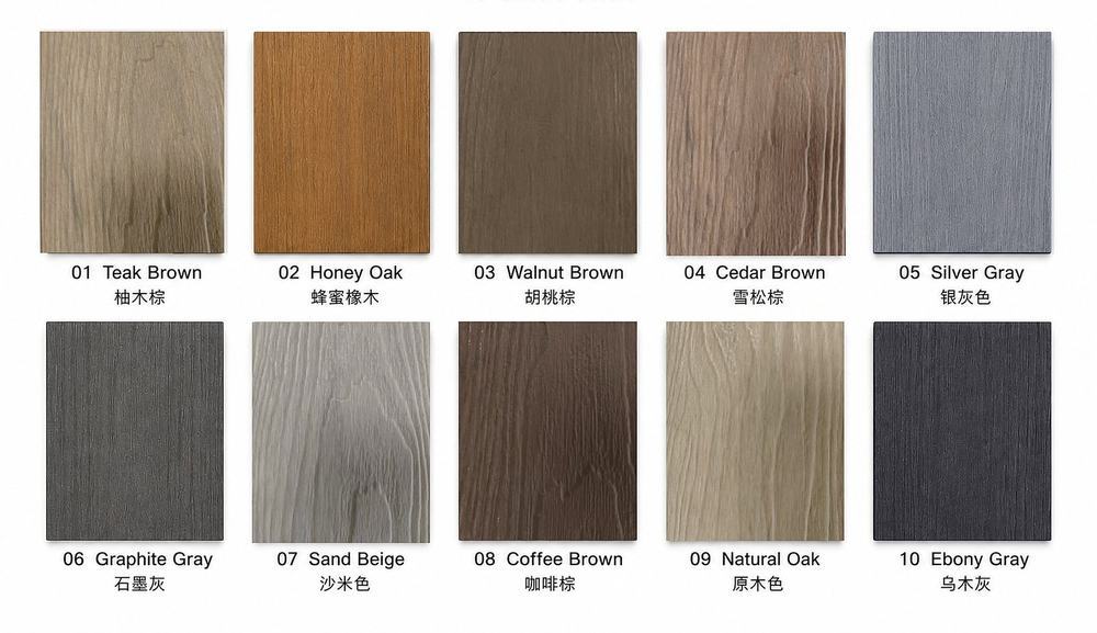 HOHEcotech colour range for ASA capped PVC decking