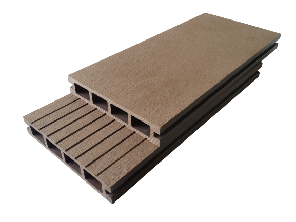 Grooved surface anti slip grey plastic wood composite deck