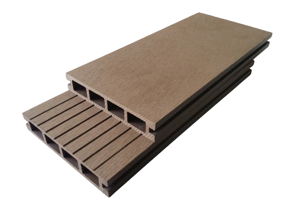 Grooved surface anti slip grey plastic wood composite deck