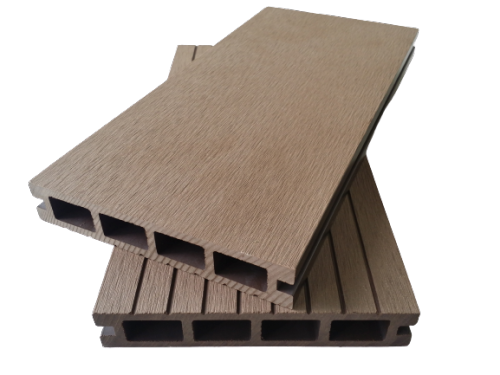 Grooved surface anti slip grey plastic wood composite deck