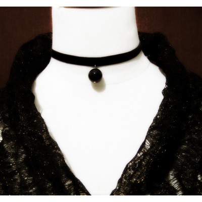 New arrival Ladies black short velvet strip necklace