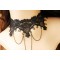 Vintage style sexy black lace necklace with alloy chain