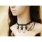 Fashion design black lace+resin diamond ladies necklace