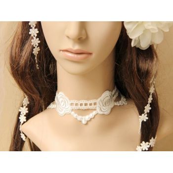 White flower lace short choker necklace for ladies/women wholesale