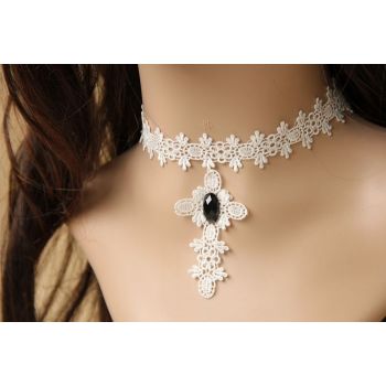 2012 white cross design lace necklace for women accept mix order