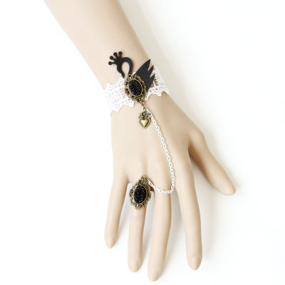 Black Swan White Lace Bracelet Black sexy Ring