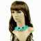 Europe vintage style green wool short collar necklace
