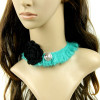 Retro style wool and black flower short necklace for women