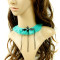 Fashion and popular wool necklace with metal chain and artificial leather