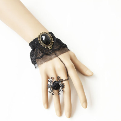 Black Rose Ring Black Lace Bracelet Fahion in USA