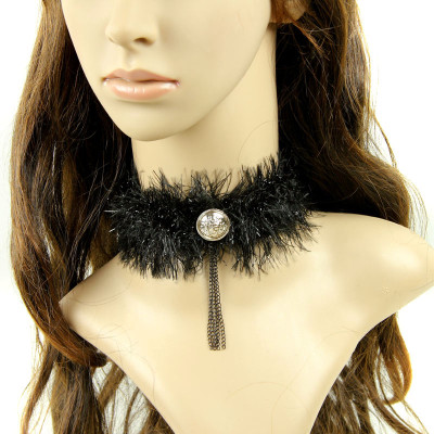 Evening dress accessory black lace short choker necklace