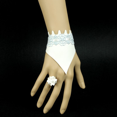 Victoria Fashion Romantic Blue Lace Bracelet with White Flower Ring