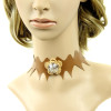 Coffee artificial leather with flower ladies necklace
