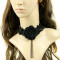 Personalized black wool flower and lace choker necklace