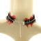Red artificial leather with black lace fashion necklace