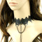 Black sexy fringe style ladies short collar chain necklace