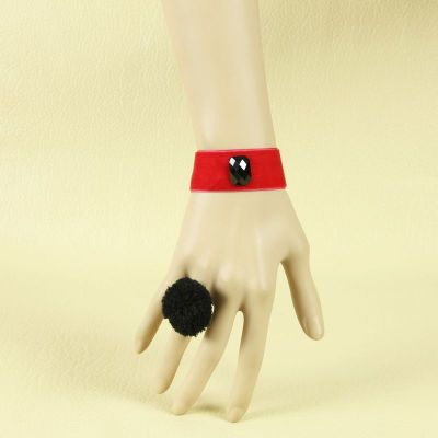 Good Quality Red Velvet Strip Black Woolen Ring with Best price