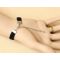 Simple Design Black Silk Ribbon Bracelet Woolen Flower Ring