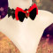 Retro design red bowknot lace short necklace
