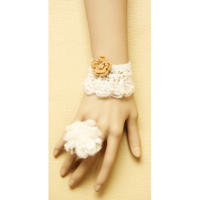 White Woolen Bracelet&Ring For Lovely Girl