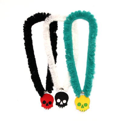 Halloween Gift skull pendant wool long necklace
